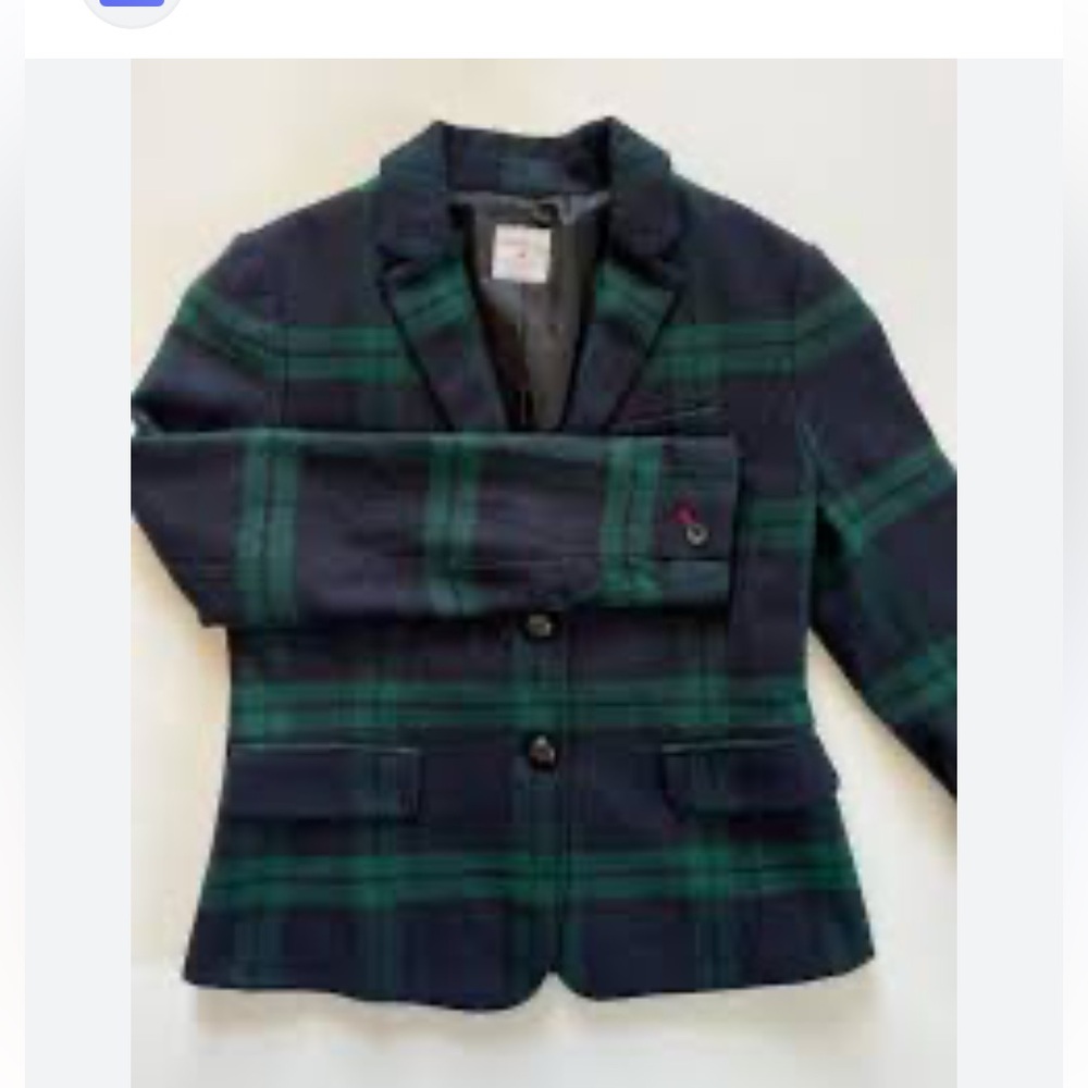 Gap Academy Blazer plaid wool blend sz 10
